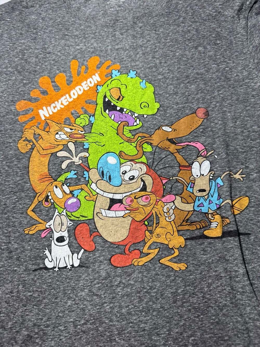 Nickelodeon Ren & Stimpy vintage look gray large T-shirt Nick At Night Teen Nick